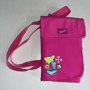 Vintage VTG Hot Pink Barbie Trifold Crossbody Wallet 2000s Y2K (a)